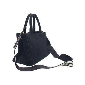 Prada Black Tote canvas handles handbag Canapa 2way top